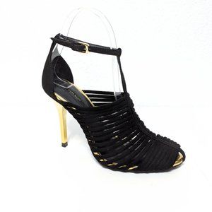 [ZARA] Strappy T-Strap Ankle Wrap Gold Heels 37